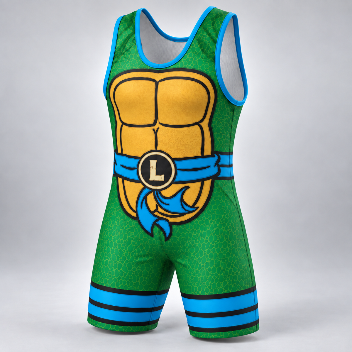 Shell Shock Wrestling Singlet front view